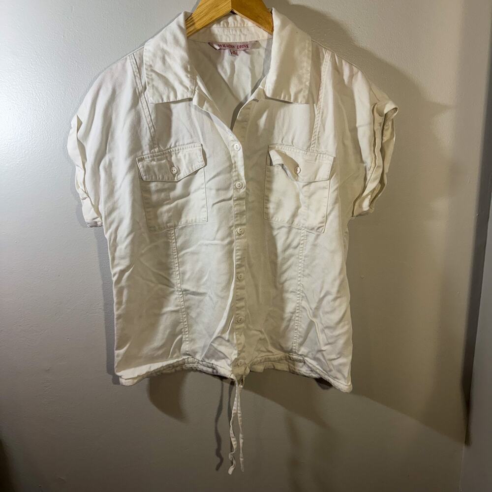 Willow Drive Lyocell Utility Shirt Drawstring Hem Cargo Pocket Coastal Medium
